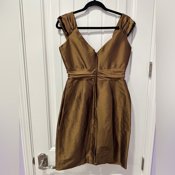 Badgley Mischka | Bronze Metallic Dress | Size 10 NWT - Picture 4 of 10